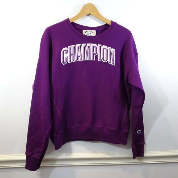 Champion Tops - Champion Reverse Weave Crew Sweatshirt Size M NEW Spell Out Logo Pink Purple
